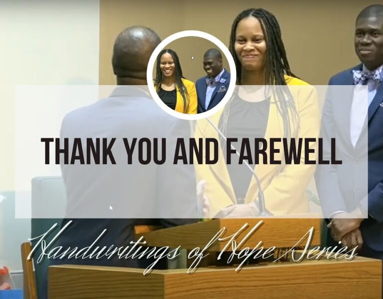 Handwritings of Hope – Thank you and Farewell – Pastor D.C. Francis