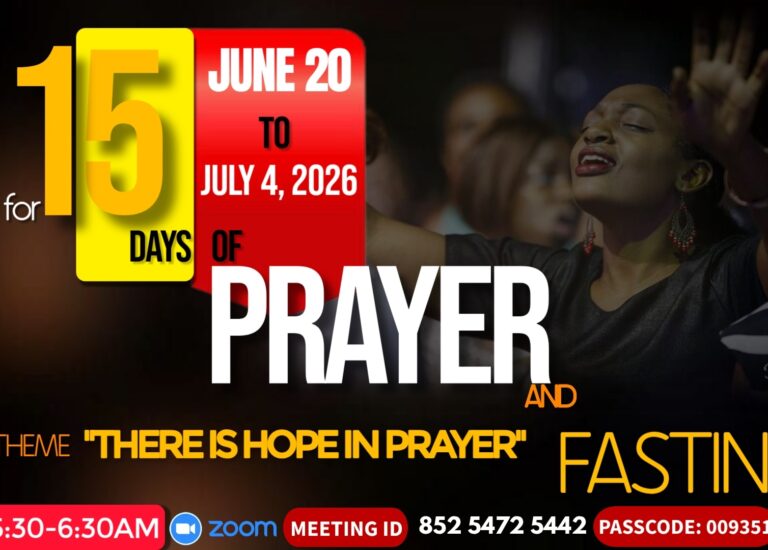 15 Days of Prayer and Fasting – “There Is Hope In Prayer”