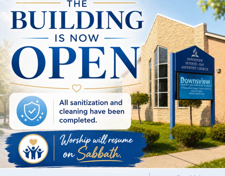 Downsview Church Reopening This Sabbath